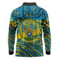 Rwanda Independence Day Long Sleeve Polo Shirt Tribal Geometric Pattern - National Coat Of Arms And Sunburst
