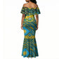 Rwanda Independence Day Mermaid Dress Tribal Geometric Pattern - National Coat Of Arms And Sunburst