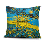 Rwanda Independence Day Pillow Cover Tribal Geometric Pattern - National Coat Of Arms And Sunburst