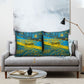 Rwanda Independence Day Pillow Cover Tribal Geometric Pattern - National Coat Of Arms And Sunburst