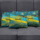 Rwanda Independence Day Pillow Cover Tribal Geometric Pattern - National Coat Of Arms And Sunburst