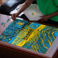 Rwanda Independence Day Puzzle Tribal Geometric Pattern - National Coat Of Arms And Sunburst