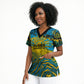 Rwanda Independence Day Scrub Top Tribal Geometric Pattern - National Coat Of Arms And Sunburst
