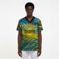 Rwanda Independence Day Scrub Top Tribal Geometric Pattern - National Coat Of Arms And Sunburst