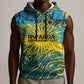 Rwanda Independence Day Sleeveless Hoodie Tribal Geometric Pattern - National Coat Of Arms And Sunburst