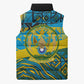 Rwanda Independence Day Sleeveless Puffer Jacket Tribal Geometric Pattern - National Coat Of Arms And Sunburst
