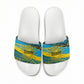 Rwanda Independence Day Slide Sandals Tribal Geometric Pattern - National Coat Of Arms And Sunburst