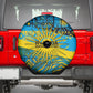 Rwanda Independence Day Spare Tire Cover Tribal Geometric Pattern - National Coat Of Arms And Sunburst