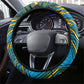 Rwanda Independence Day Steering Wheel Cover Tribal Geometric Pattern - National Coat Of Arms And Sunburst
