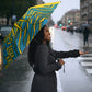 Rwanda Independence Day Umbrella Tribal Geometric Pattern - National Coat Of Arms And Sunburst