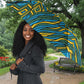 Rwanda Independence Day Umbrella Tribal Geometric Pattern - National Coat Of Arms And Sunburst