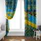 Rwanda Independence Day Window Curtain Tribal Geometric Pattern - National Coat Of Arms And Sunburst