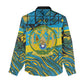 Rwanda Independence Day Women Casual Shirt Tribal Geometric Pattern - National Coat Of Arms And Sunburst