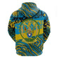 Rwanda Independence Day Zip Hoodie Tribal Geometric Pattern - National Coat Of Arms And Sunburst