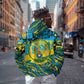 Rwanda Independence Day Zip Hoodie Tribal Geometric Pattern - National Coat Of Arms And Sunburst