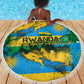 Rwanda Independence Day Beach Blanket Distressed Grunge Flag Design - Broken Chains And 1962 Graphic