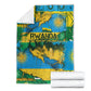 Rwanda Independence Day Blanket Distressed Grunge Flag Design - Broken Chains And 1962 Graphic
