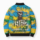 Rwanda Independence Day Bomber Puffer Jacket Distressed Grunge Flag Design - Broken Chains And 1962 Graphic