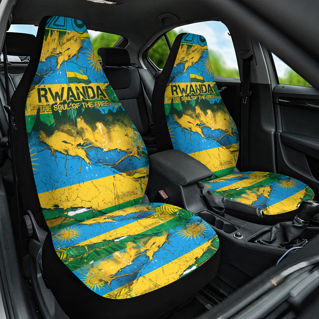 Rwanda Independence Day Car Seat Cover Distressed Grunge Flag Design - Broken Chains And 1962 Graphic