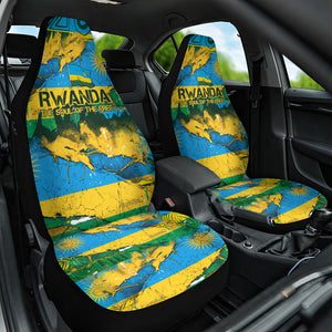 Rwanda Independence Day Car Seat Cover Distressed Grunge Flag Design - Broken Chains And 1962 Graphic
