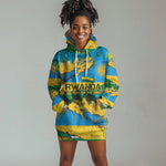 Rwanda Independence Day Hoodie Dress Distressed Grunge Flag Design - Broken Chains And 1962 Graphic