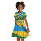 Rwanda Independence Day Kid Short Sleeve Dress Distressed Grunge Flag Design - Broken Chains And 1962 Graphic