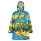 Rwanda Independence Day Kid Wearable Blanket Hoodie Distressed Grunge Flag Design - Broken Chains And 1962 Graphic