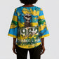 Rwanda Independence Day Kimono Sleeve Blouse Distressed Grunge Flag Design - Broken Chains And 1962 Graphic