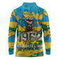 Rwanda Independence Day Long Sleeve Polo Shirt Distressed Grunge Flag Design - Broken Chains And 1962 Graphic