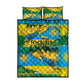 Rwanda Independence Day Quilt Bed Set Distressed Grunge Flag Design - Broken Chains And 1962 Graphic