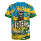 Rwanda Independence Day Rugby Jersey Distressed Grunge Flag Design - Broken Chains And 1962 Graphic