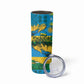 Rwanda Independence Day Skinny Tumbler Distressed Grunge Flag Design - Broken Chains And 1962 Graphic