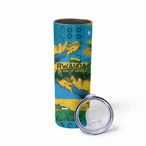 Rwanda Independence Day Skinny Tumbler Distressed Grunge Flag Design - Broken Chains And 1962 Graphic