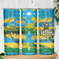 Rwanda Independence Day Skinny Tumbler Distressed Grunge Flag Design - Broken Chains And 1962 Graphic