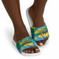 Rwanda Independence Day Slide Sandals Distressed Grunge Flag Design - Broken Chains And 1962 Graphic