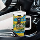 Rwanda Independence Day Tumbler With Handle Distressed Grunge Flag Design - Broken Chains And 1962 Graphic