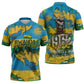 Rwanda Independence Day Zipper Polo Shirt Distressed Grunge Flag Design - Broken Chains And 1962 Graphic