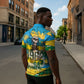 Rwanda Independence Day Zipper Polo Shirt Distressed Grunge Flag Design - Broken Chains And 1962 Graphic