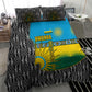 Rwanda Independence Day Unite Paix Progres Bedding Set African Geometric Pattern - Power Fist And Coffee Branch Art