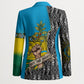 Rwanda Independence Day Unite Paix Progres Blazer African Geometric Pattern - Power Fist And Coffee Branch Art