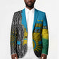 Rwanda Independence Day Unite Paix Progres Blazer African Geometric Pattern - Power Fist And Coffee Branch Art