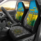 Rwanda Independence Day Unite Paix Progres Car Seat Cover African Geometric Pattern - Power Fist And Coffee Branch Art
