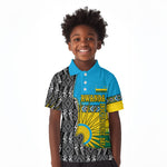 Rwanda Independence Day Unite Paix Progres Kid Polo Shirt African Geometric Pattern - Power Fist And Coffee Branch Art