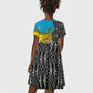 Rwanda Independence Day Unite Paix Progres Kid Short Sleeve Dress African Geometric Pattern - Power Fist And Coffee Branch Art