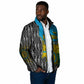 Rwanda Independence Day Unite Paix Progres Padded Jacket African Geometric Pattern - Power Fist And Coffee Branch Art