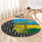 Rwanda Independence Day Unite Paix Progres Round Carpet African Geometric Pattern - Power Fist And Coffee Branch Art