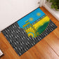 Rwanda Independence Day Unite Paix Progres Rubber Doormat African Geometric Pattern - Power Fist And Coffee Branch Art