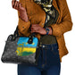 Rwanda Independence Day Unite Paix Progres Shoulder Handbag African Geometric Pattern - Power Fist And Coffee Branch Art