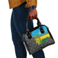 Rwanda Independence Day Unite Paix Progres Shoulder Handbag African Geometric Pattern - Power Fist And Coffee Branch Art