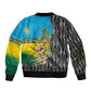 Rwanda Independence Day Unite Paix Progres Sleeve Zip Bomber Jacket African Geometric Pattern - Power Fist And Coffee Branch Art